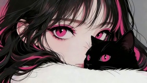 可爱少女和猫咪