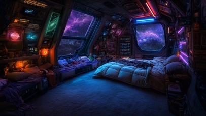 赛博朋克科幻星空房间2