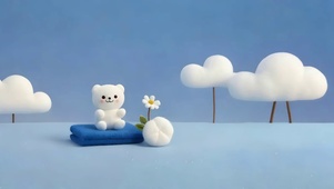极简清爽蓝 小熊云朵