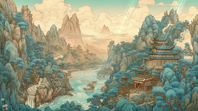 国潮插画 AI风景