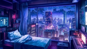 插画-雨夜都市