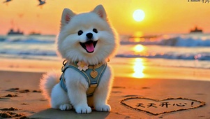 治愈沙滩小狗4K
