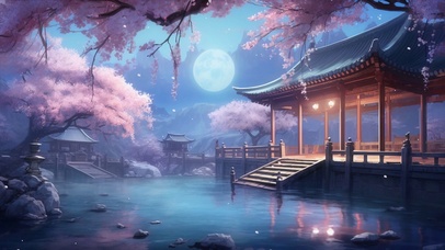 4K唯美花园夜色