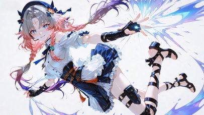 渐变发色二次元美少女