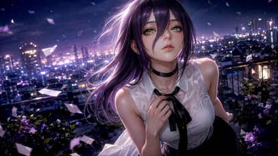 紫发都市夜景二次元美少女雷塞