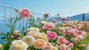 海边唯美鲜花