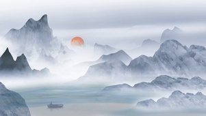 中国风灰色高雅水墨风景