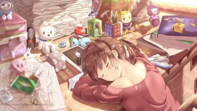 自习室午睡的女孩