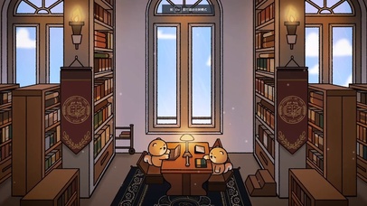 雨天图书馆学习的狗狗