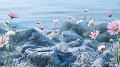 海边花草树木带鱼屏