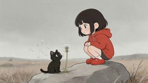 女孩遇见猫咪