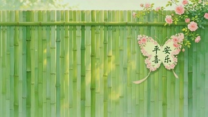 清新护眼竹墙花影