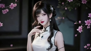 庭院花开映佳人