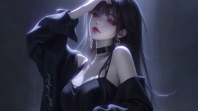 暗紫酷飒二次元美少女