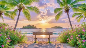 唯美护眼海滩晚霞