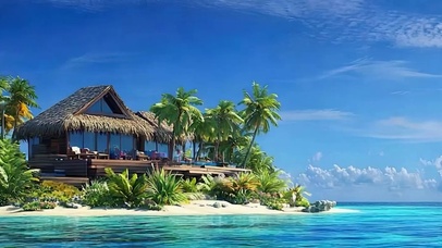 海岛小屋带鱼屏