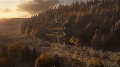 夕阳下的深山古宅