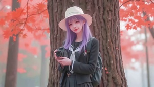 紫色长发治愈美少女