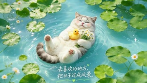水面可爱猫咪