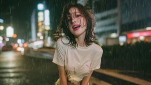 治愈雨天湿身女孩