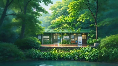 治愈雨天绿色
