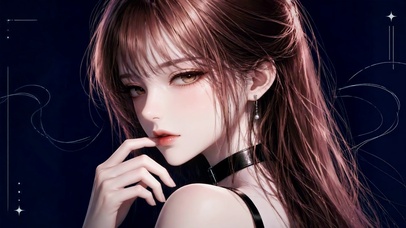 暗夜精致棕发二次元美少女