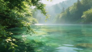唯美绿色湖水