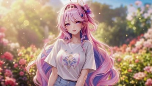阳光花海粉发美少女达妮娅