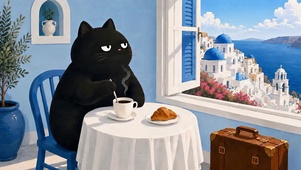 萌猫圣托里尼下午茶