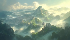 云雾阳光群峰