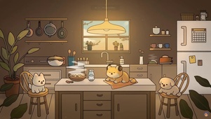 休闲周末 厨房里的狗狗