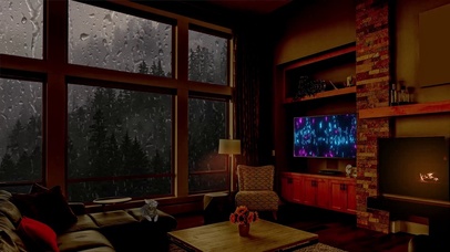 舒适夜晚雷雨森林小屋