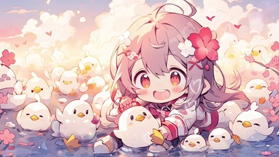 可爱鸭鸭小女孩