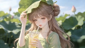 可爱荷叶帽少女
