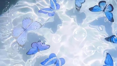 蓝色蝴蝶唯美治愈河流