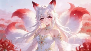 霞色云端的花海狐少女