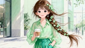 喝咖啡女孩