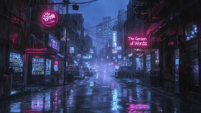 赛博冷调雨夜城市街道