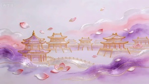 紫烟金绣宫阙樱华