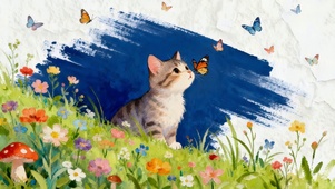 可爱抓蝴蝶猫咪