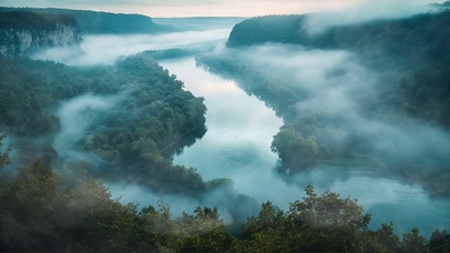 清新迷雾河谷