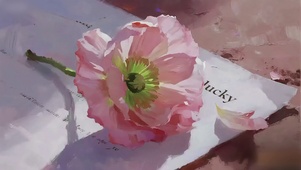 油画-芙蓉花的岁月静好