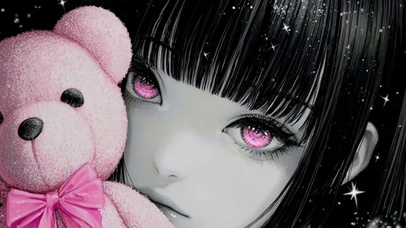 少女和小熊动漫插画