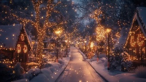 冬日温馨灯火圣诞小镇