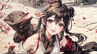 古风水墨浪漫花瓣活泼少女第二弹