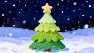 雪夜毛茸圣诞树