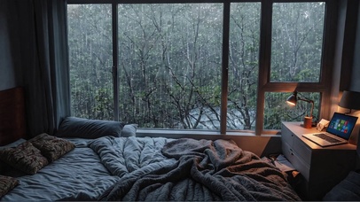 【雨景】安静的林中卧室