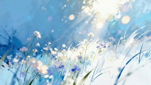 唯美蓝色氛围花卉