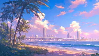 热带城市沙滩