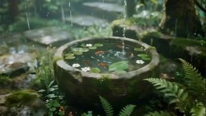 雨天青苔老缸里的鱼